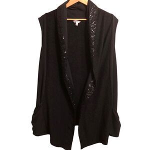 Juicy Couture Size L Black Sequinned Sleeveless Vest